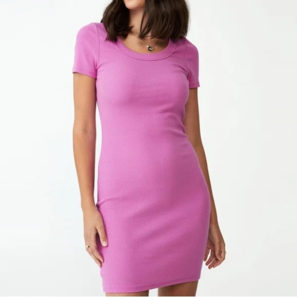 Women's Rib Short Sleeve Mini Dress